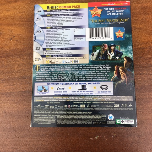 Pirates of the Caribbean On Stranger Tides Blu-ray/DVD 2011 6-Disc Set Complete - Picture 4 of 9